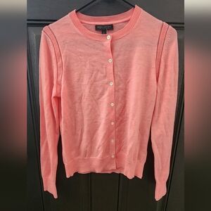 NWT Banana Republic Merino Extra Fine Wool Cardigan Sweater Bright Guava Small